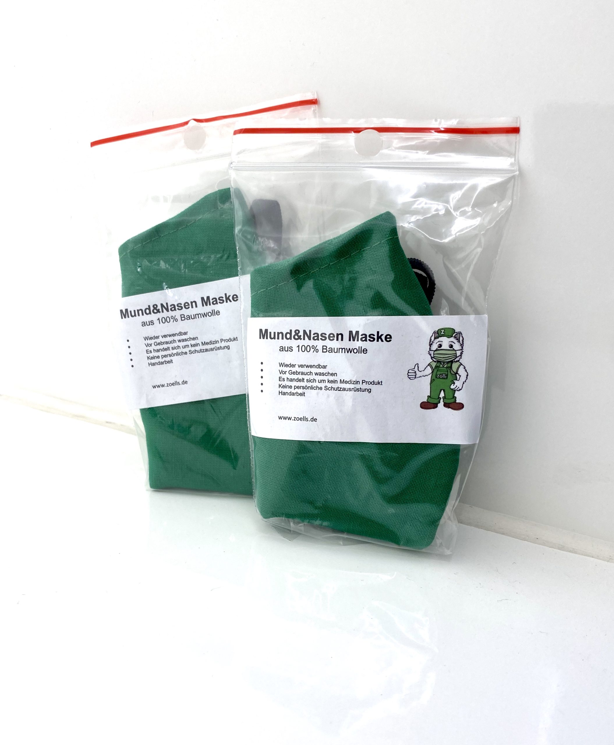 2er Pack Mund & Nasen Maske grün 2er Pack Mund & Nasen Maske grün